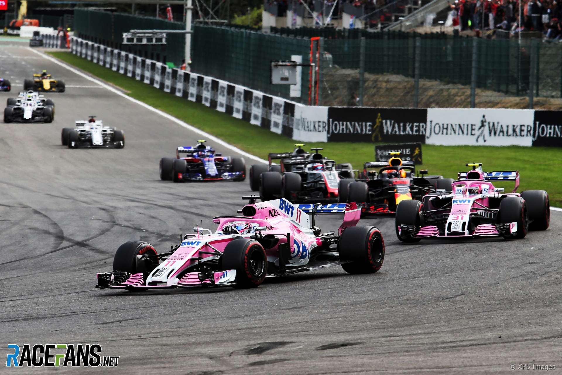 Sergio Perez, Esteban Ocon, Force India, Spa-Francorchamps, 2018