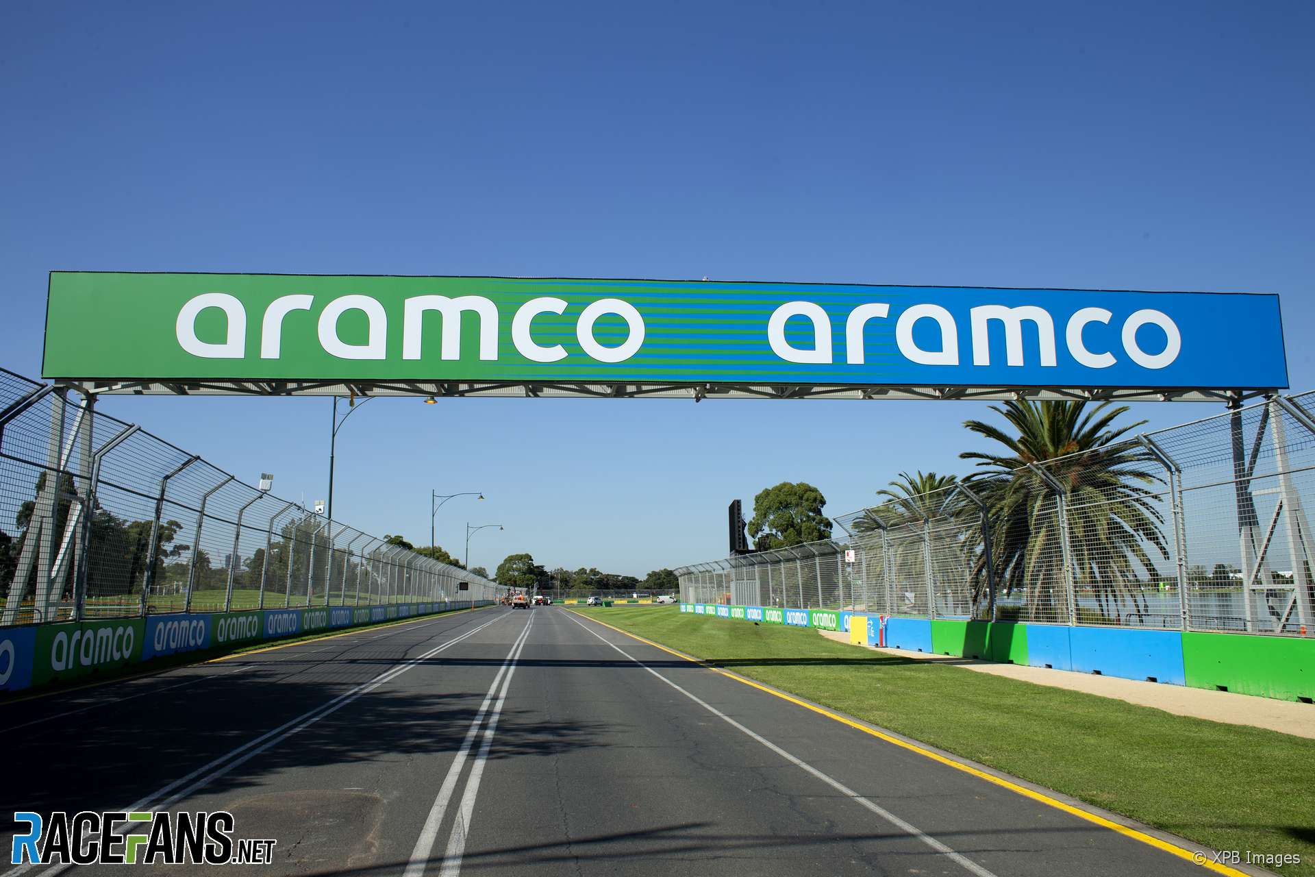 Aramco banner, Albert Park, Melbourne, 2020