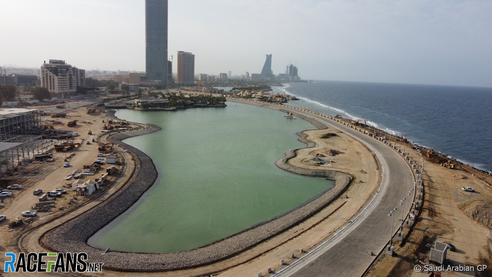 Jeddah Corniche Circuit construction, 2021