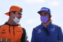 (L to R): Lando Norris, McLaren; Fernando Alonso, Alpine, Albert Park, 2022