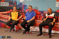 (L to R): Andreas Seidl, McLaren Team Principal; Otmar Szafnauer, Alpine Team Principal; Frederic Vasseur, Alfa Romeo Team Principal, Monaco, 2022