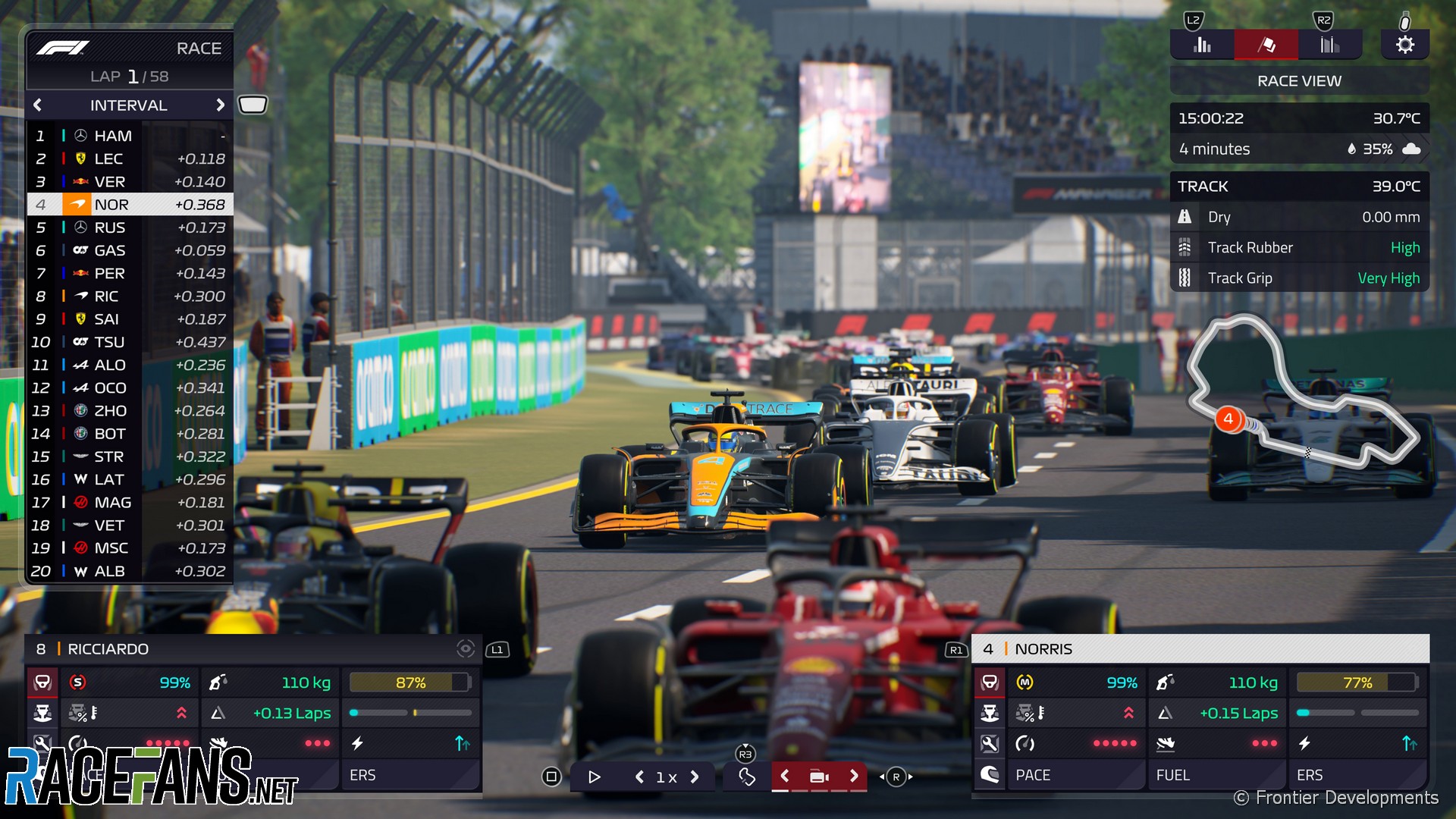 F1 Manager 22 race screenshot (PS5)