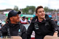 (L to R): Lewis Hamilton, George Russell, Mercedes, Hungaroring, 2022