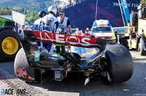 Mercedes explain why Russell was given older rear wing instead of Hamilton after crashes